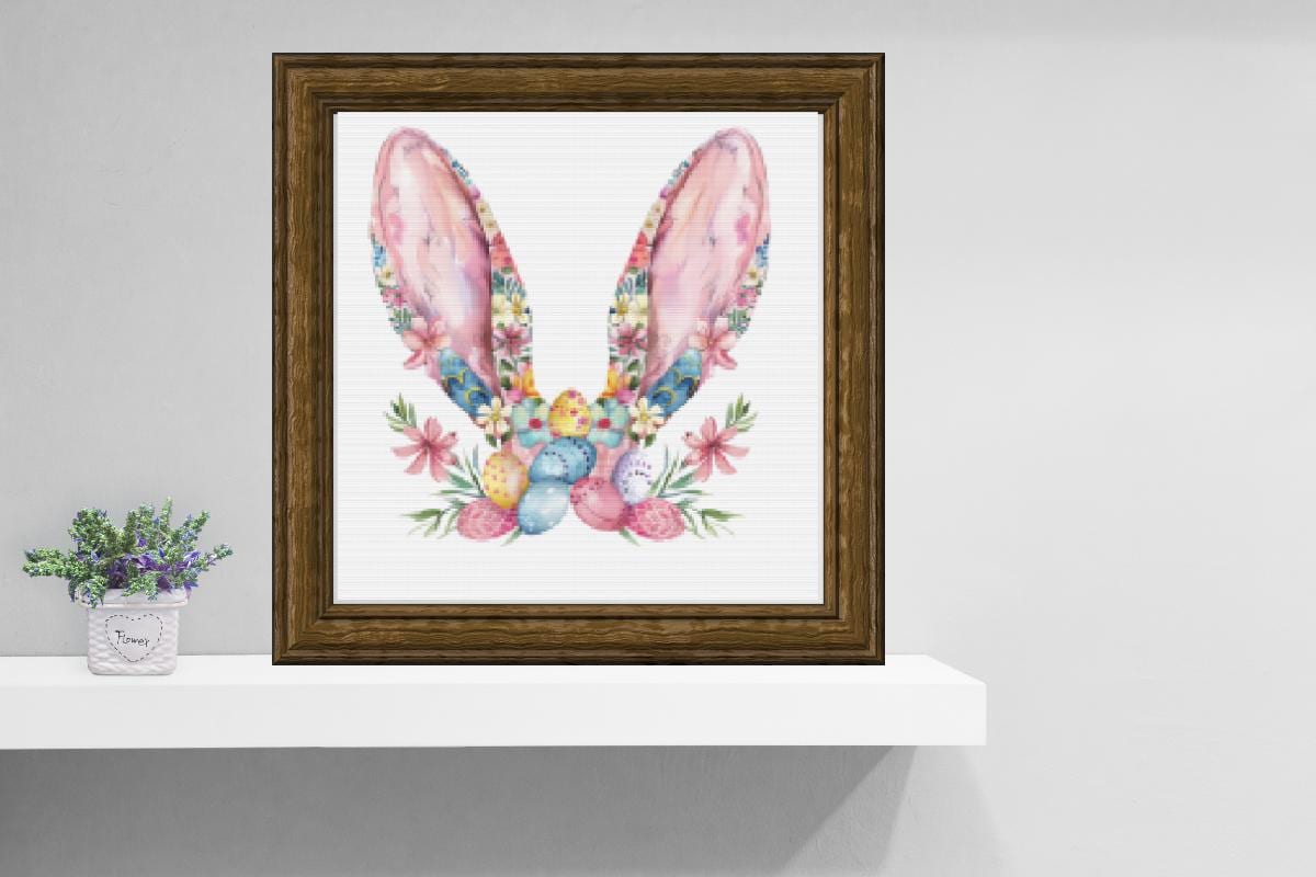 Bunny Ears Floral Cross stitch pattern