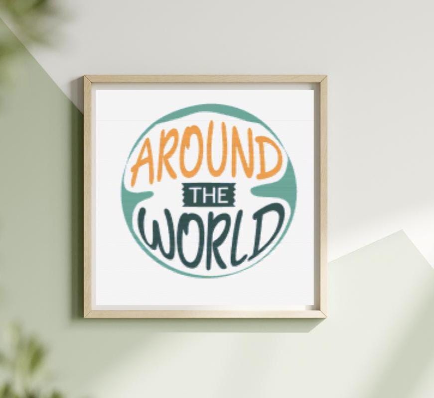 Around the World travel cross stitch pattern