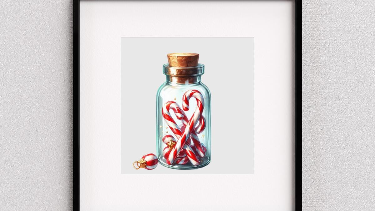 Candy Canes in jar cross stitch pattern