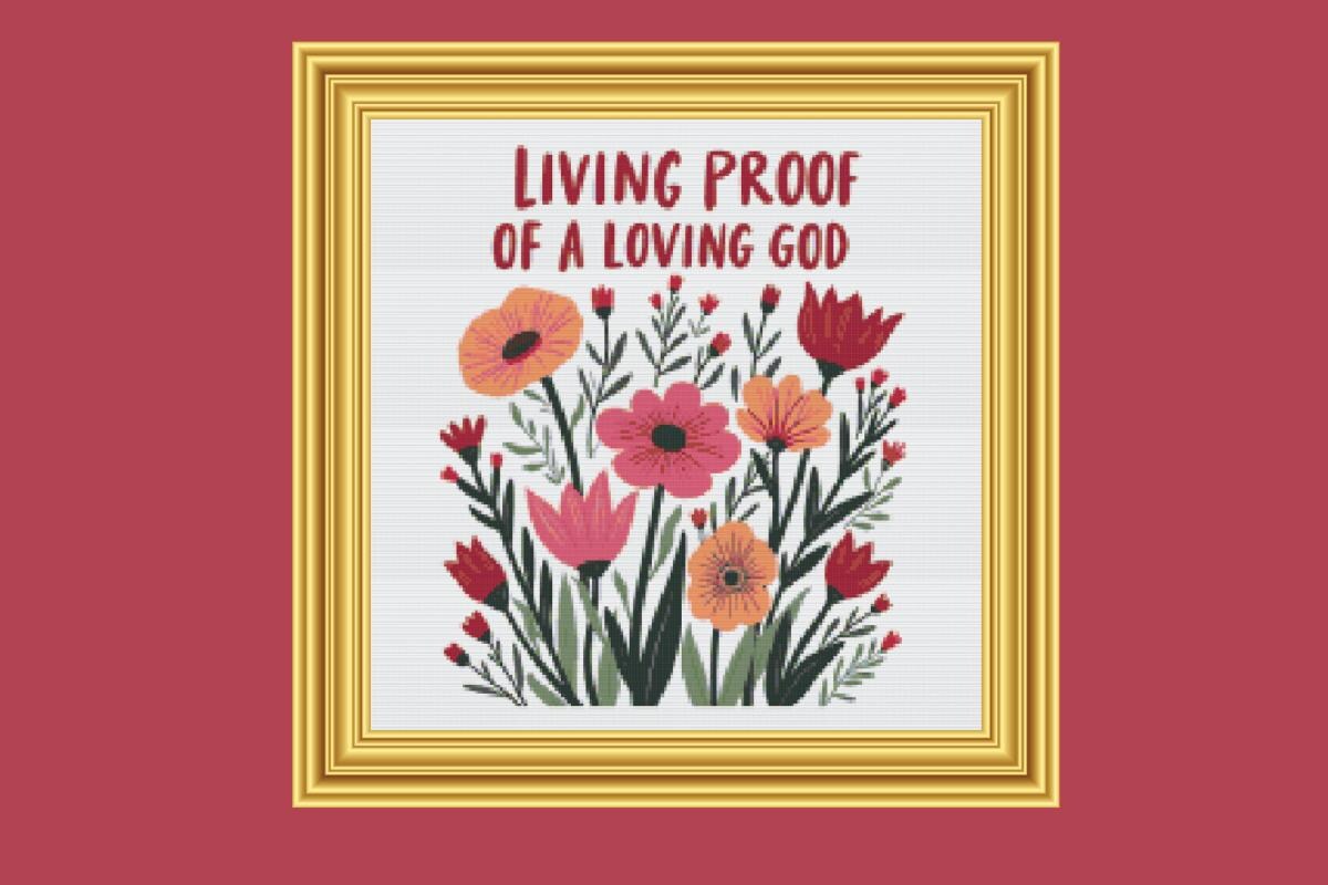 Living Proof God cross stitch pattern