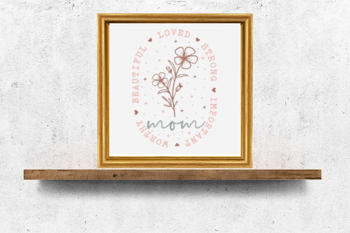 Mom circle cross stitch pattern
