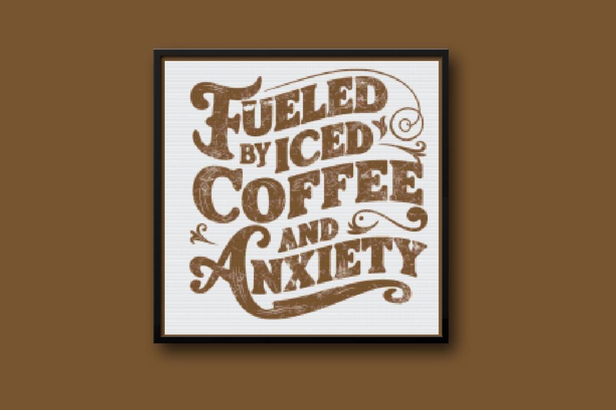 Fueled By Iced Coffee Cross stitch pattern