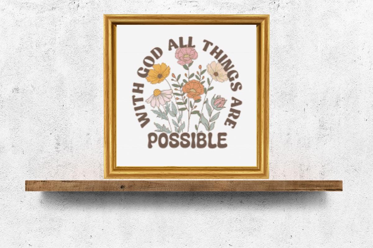 With God All things are possible Scripture cross stitch pattern