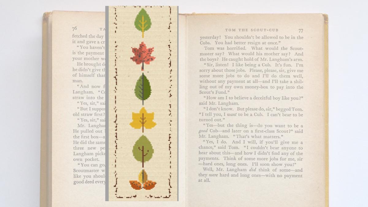 Fall Leaves cross Stitch bookmark,