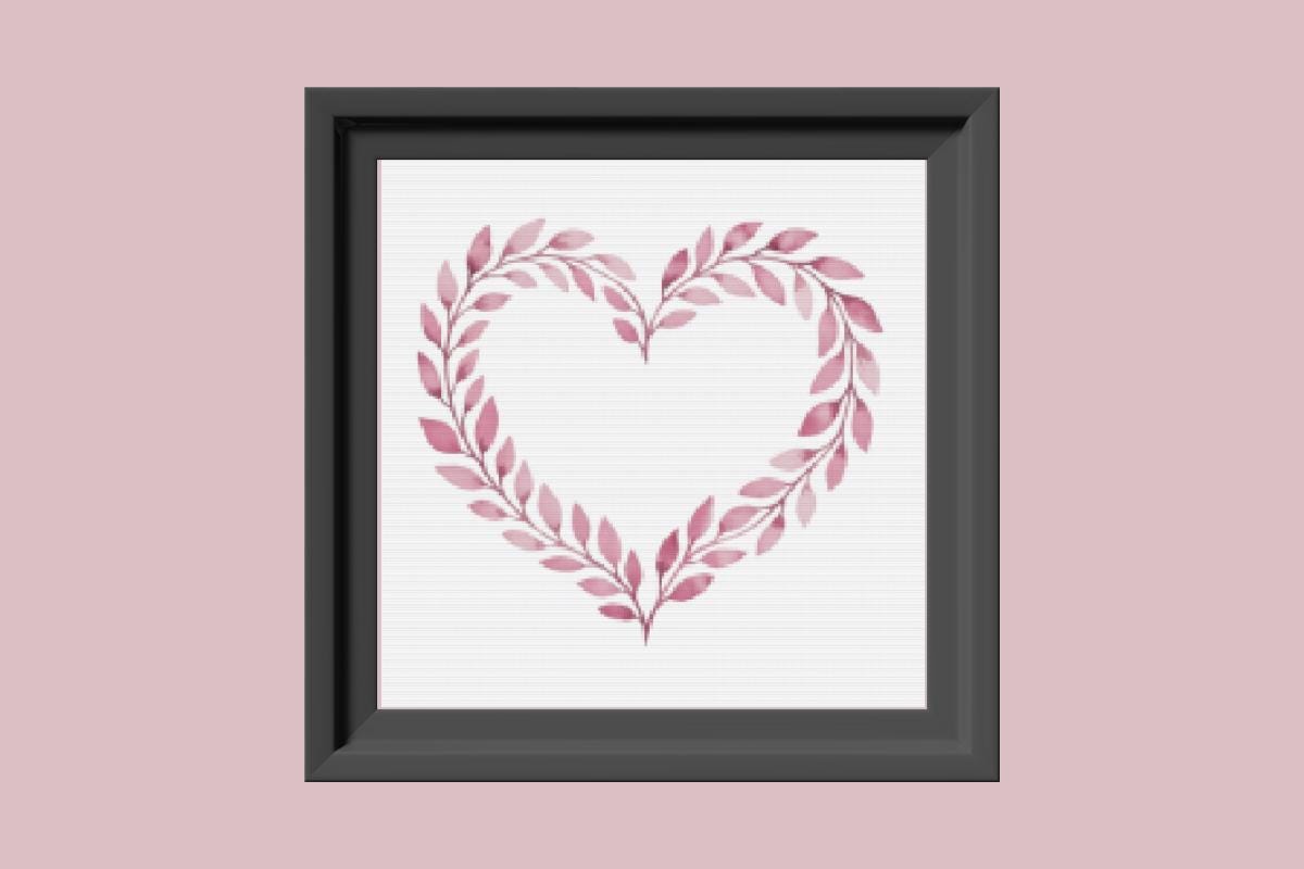 Leaf Valentine Heart Cross stitch pattern