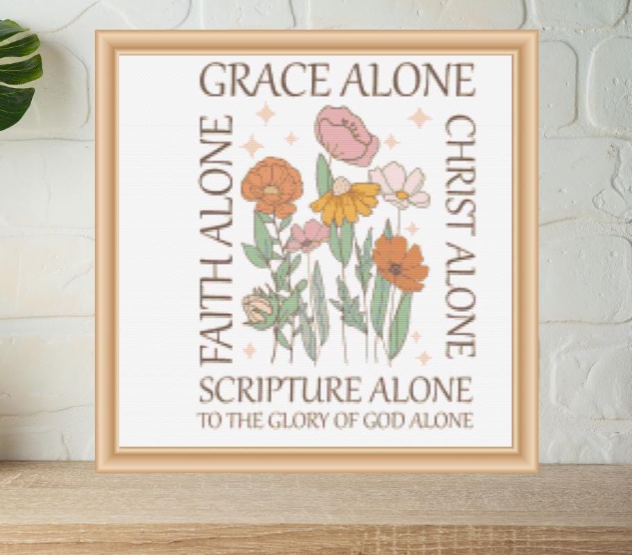 Grace alone Scripture cross stitch pattern