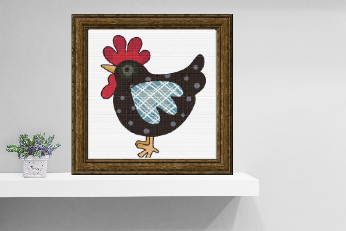 Red and Black Chicken cross stitch pattern