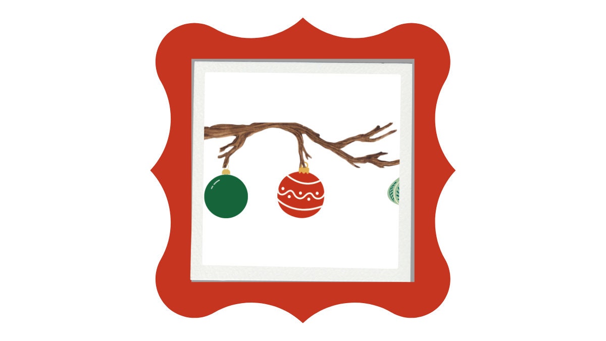 Branch with ornaments cross stitch pattern