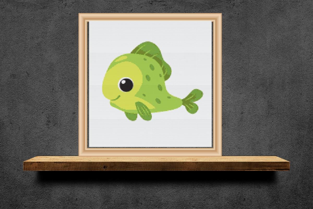 Green Fish cross stitch pattern