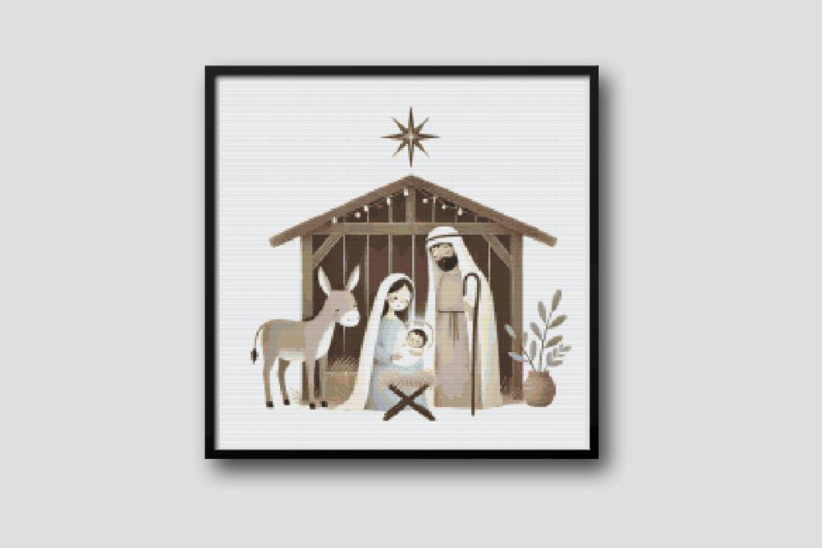 Nativity with Donkey Cross stitch pattern