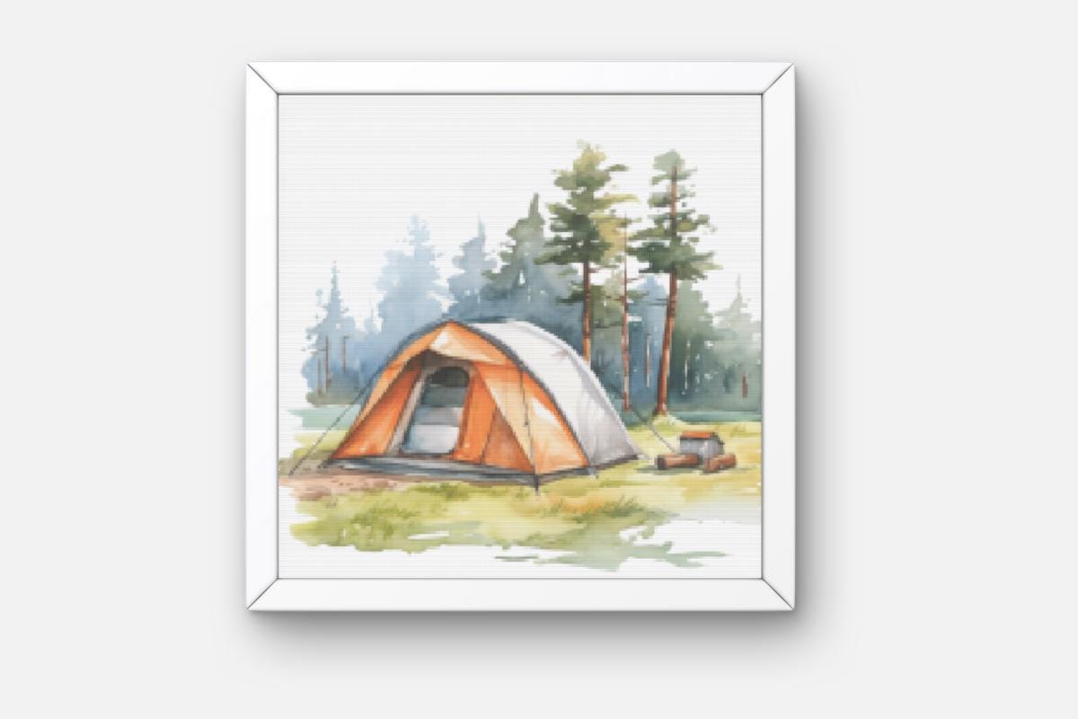 Camping Tent cross stitch pattern