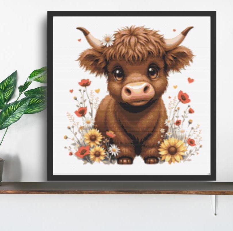 Highland Cow cross stitch pattern