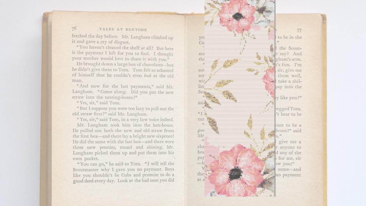 Flowers cross Stitch bookmark,