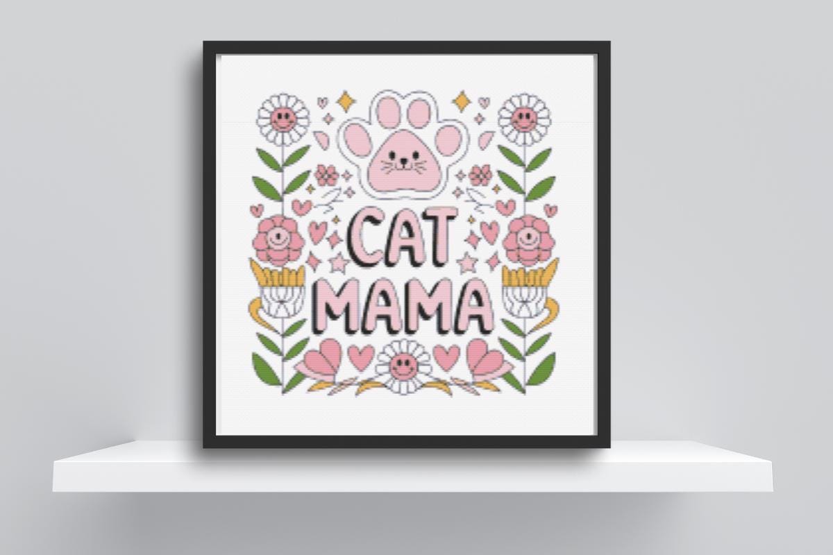 Cat Mama cross stitch pattern