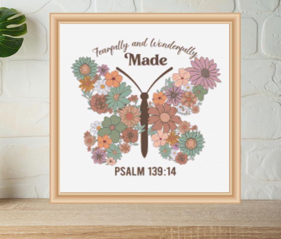 Fearfully and Wonderfully made scripture cross stitch pattern