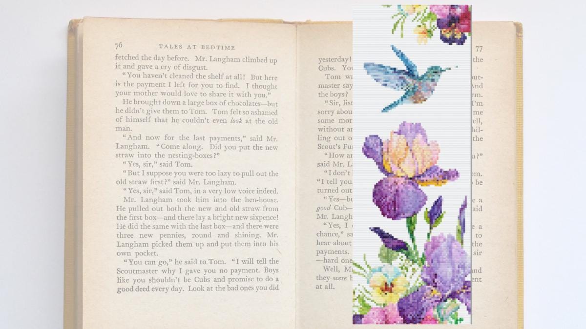 Hummingbird cross Stitch bookmark