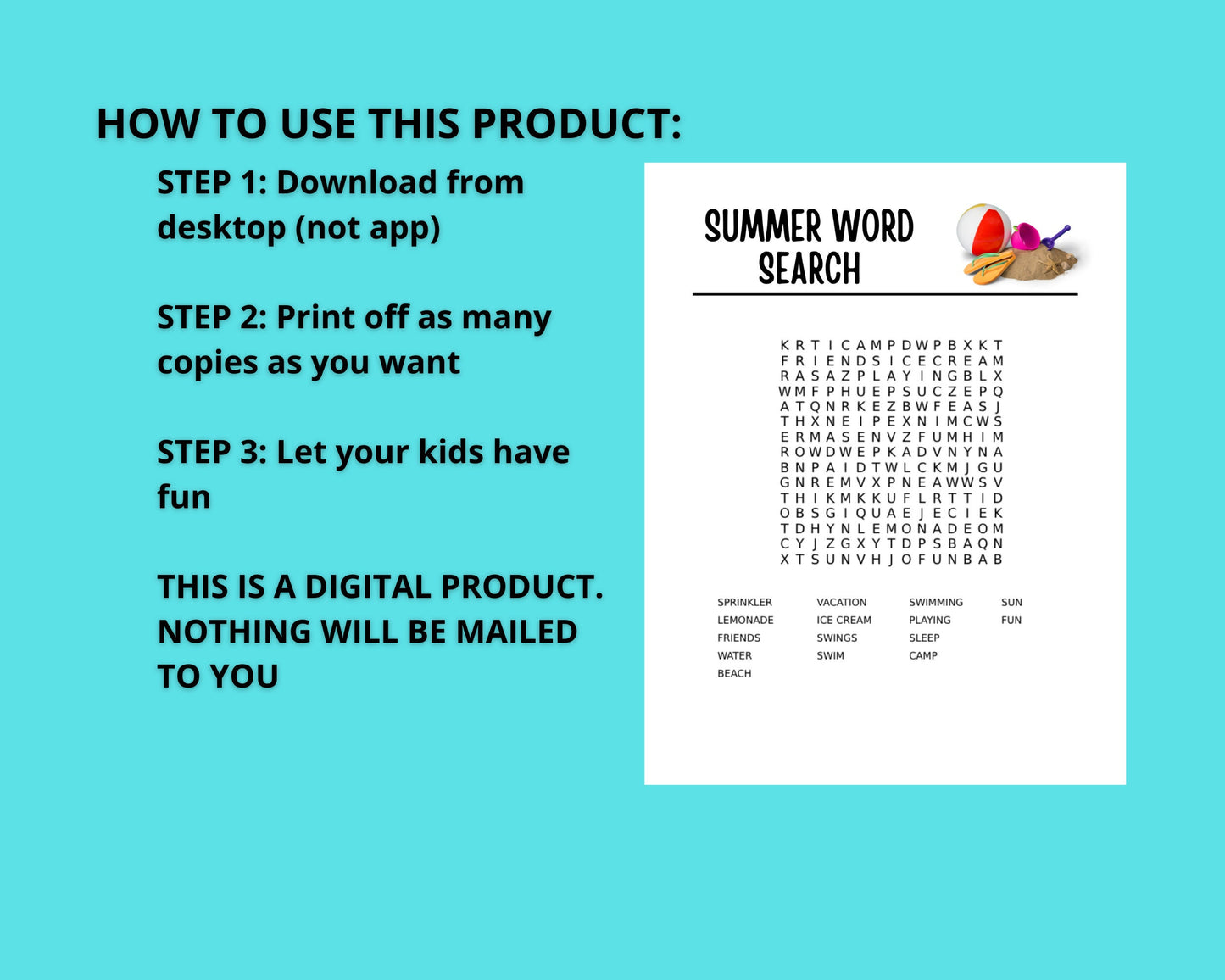 Summer word searches