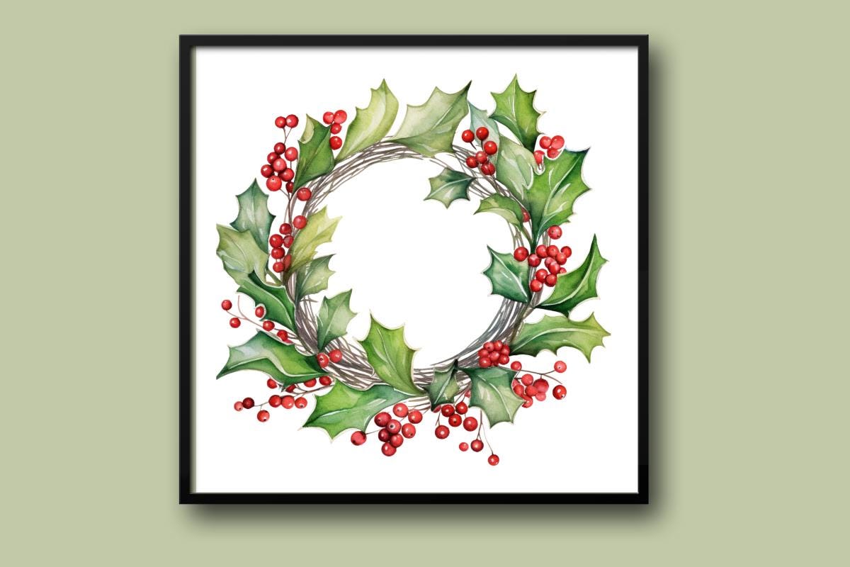 Berry Christmas Wreath cross stitch pattern