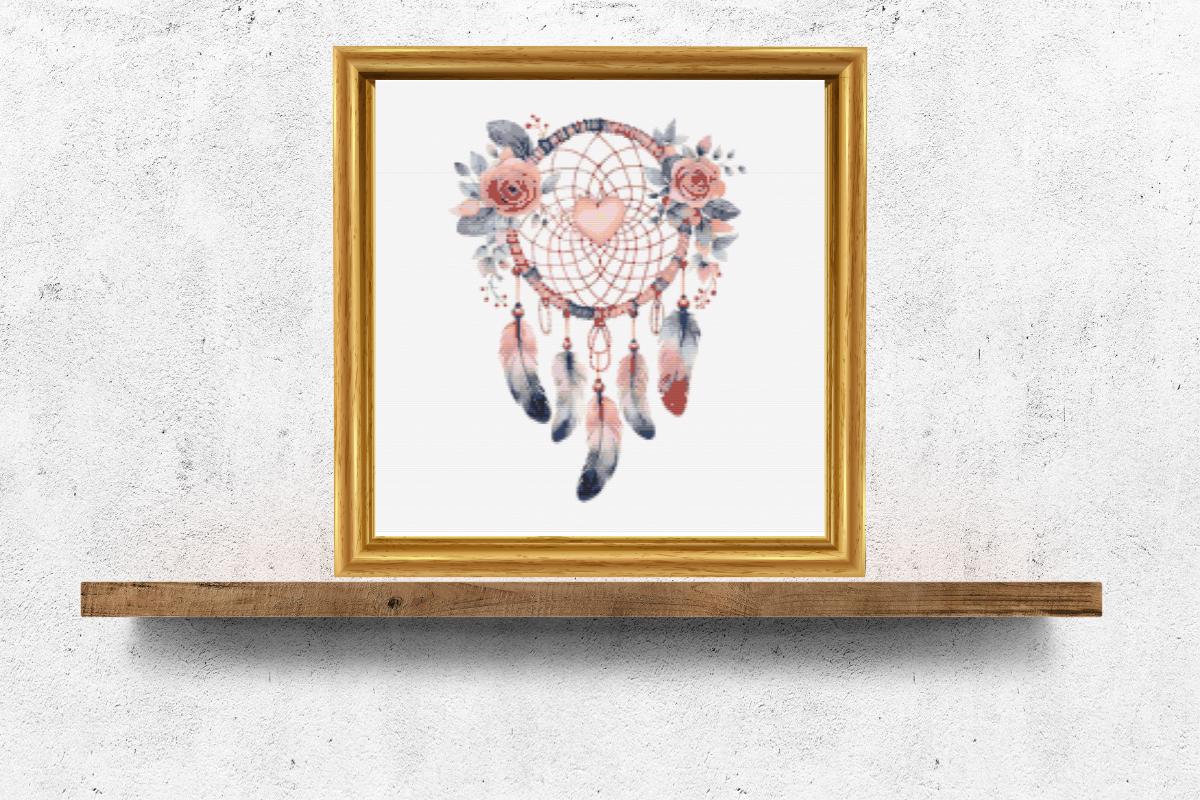 Dream Catcher with flowers cross stitch pattern