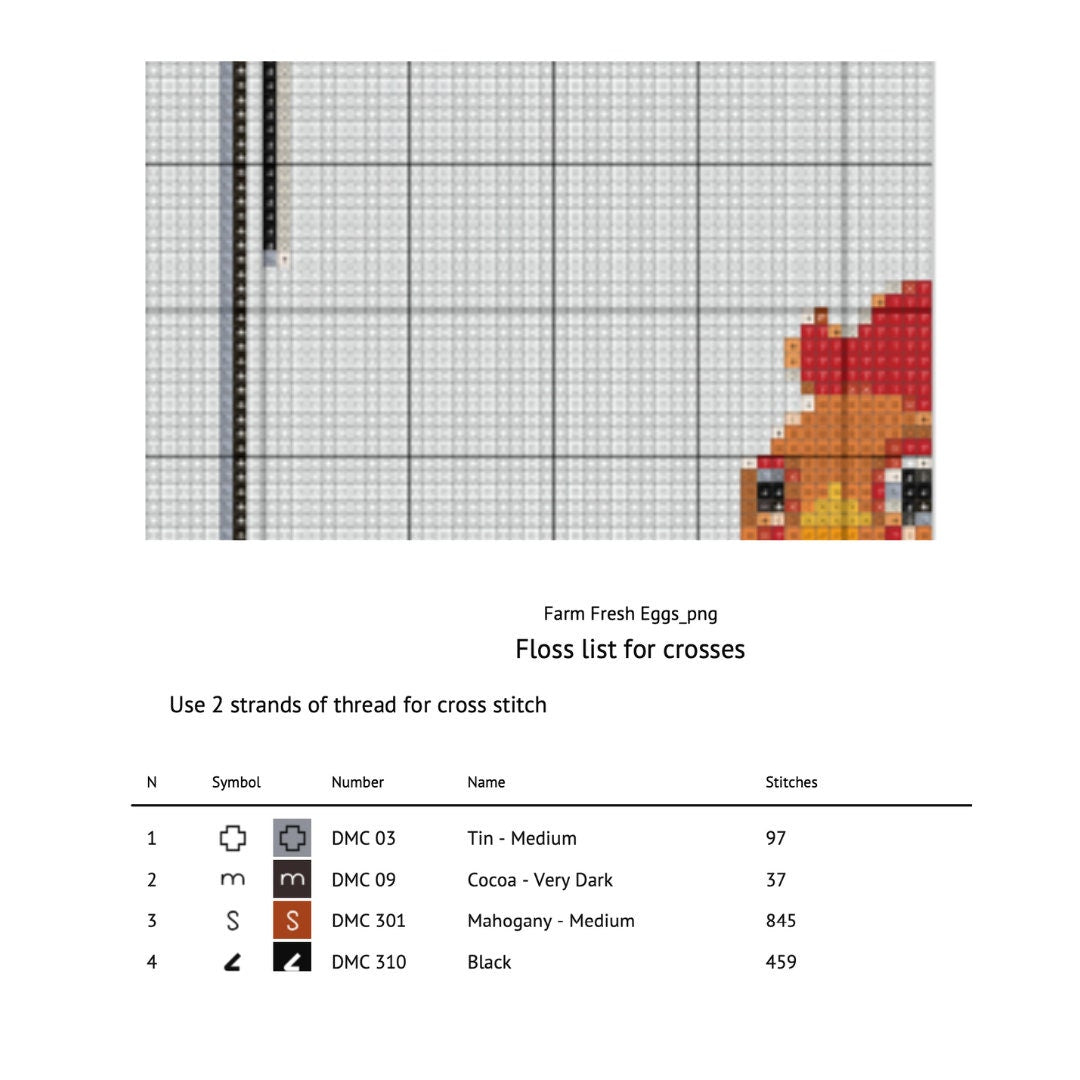 Farm Fresh Eggs cross stitch pattern