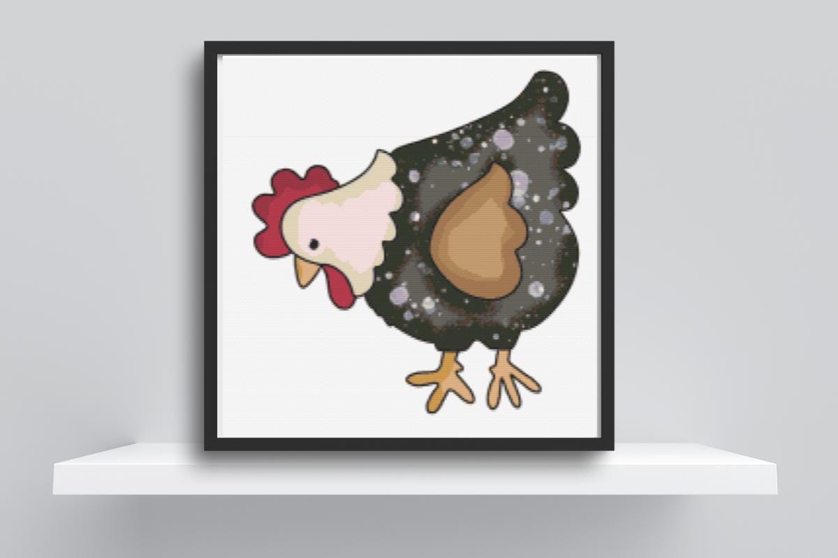 Chicken pecking cross stitch pattern
