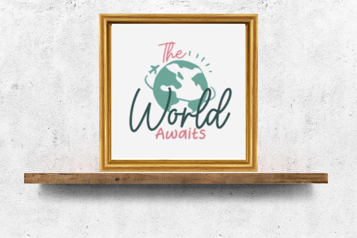 The world awaits travel cross stitch pattern