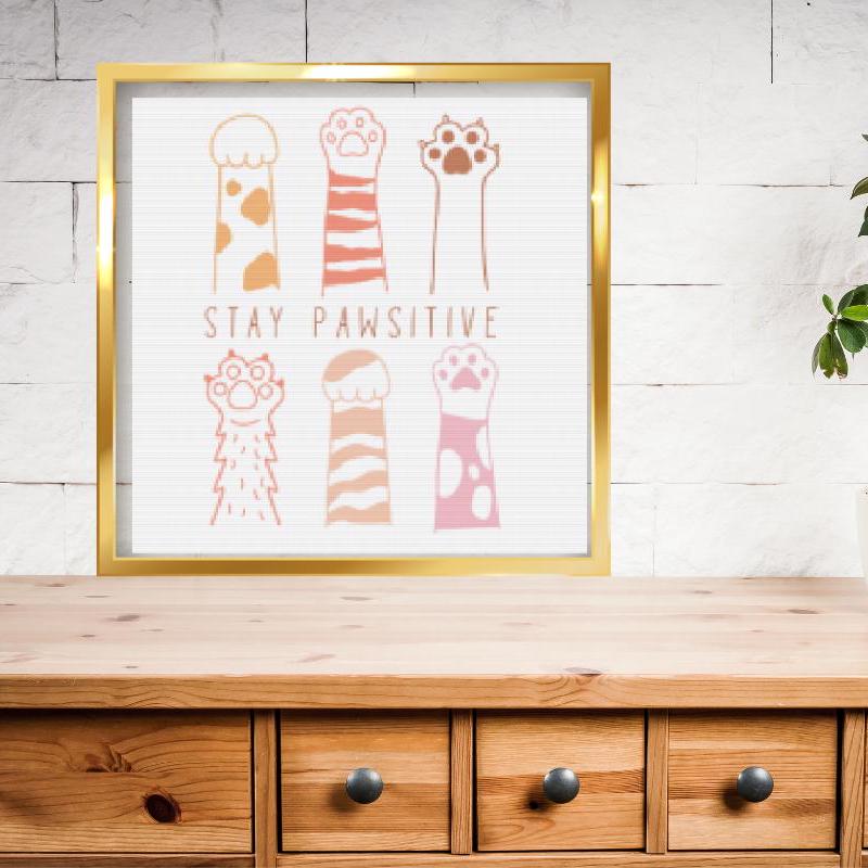 Stay Pawsitive Cat Cross stitch pattern