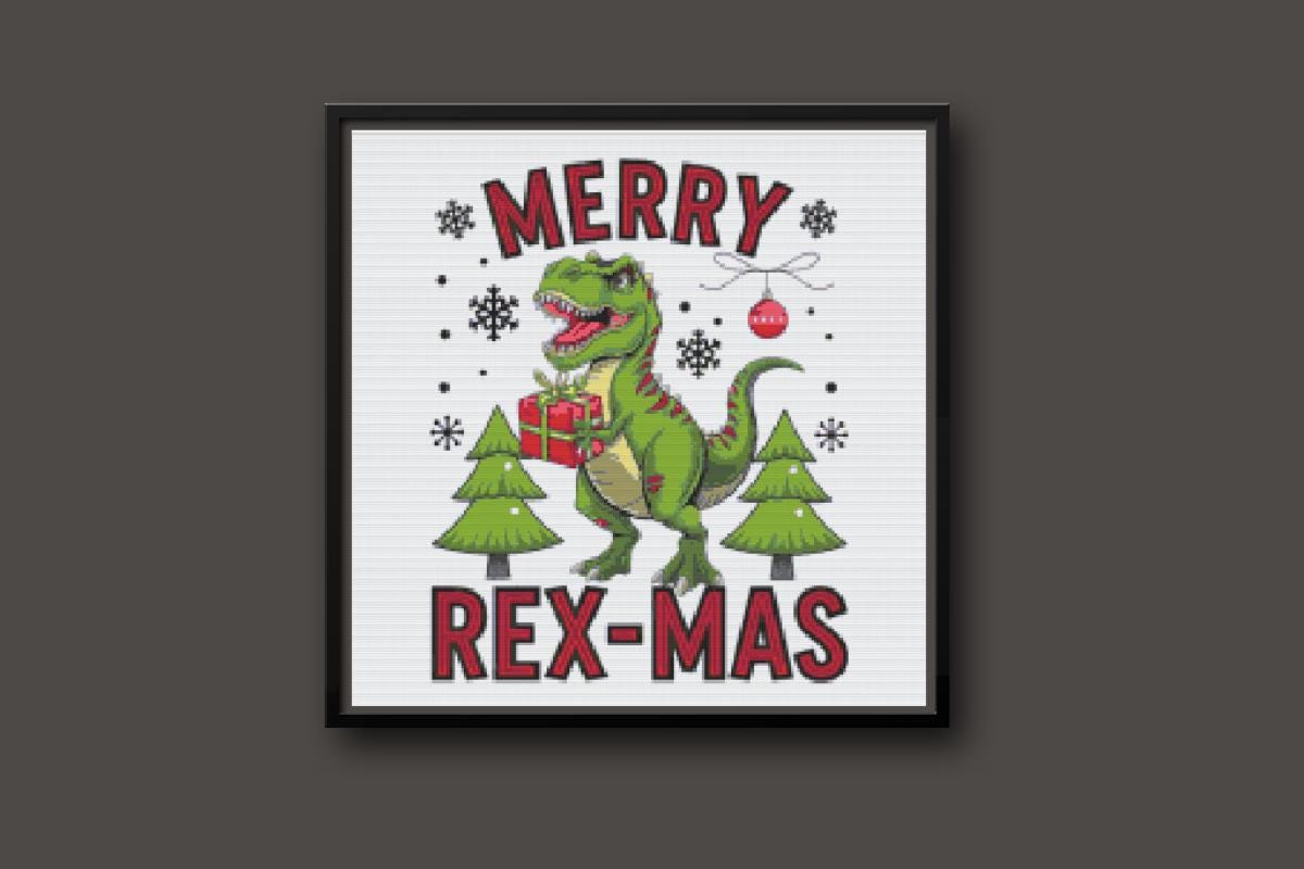 Merry Rex Mas Cross stitch pattern