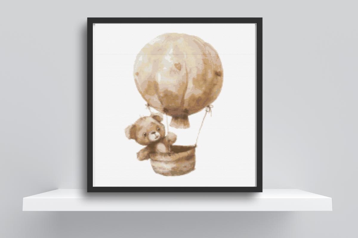 Teddy Bear in Balloon Cross stitch pattern