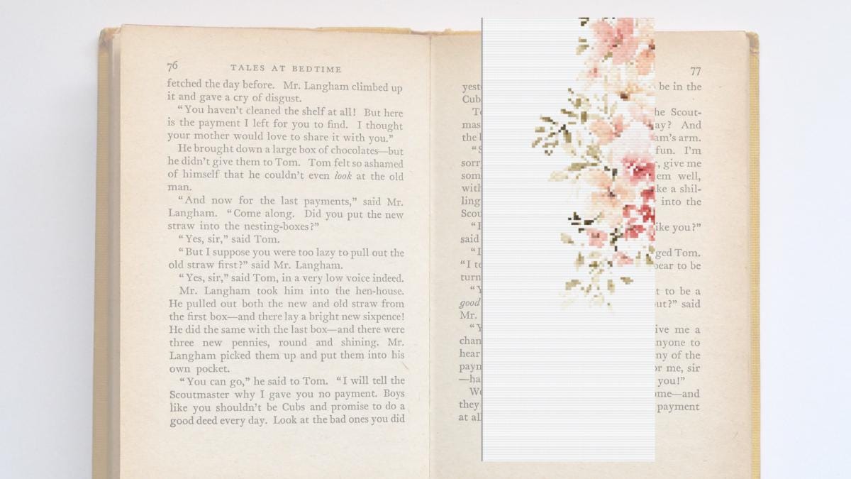 Floral cross Stitch bookmark