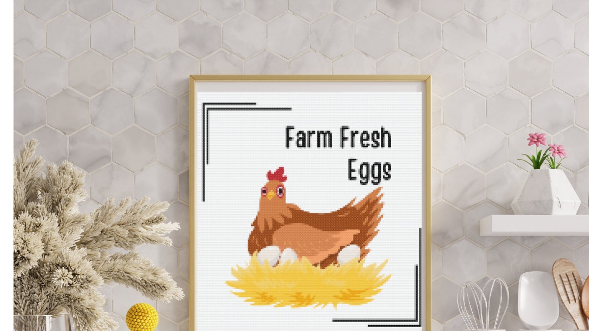 Farm Fresh Eggs cross stitch pattern