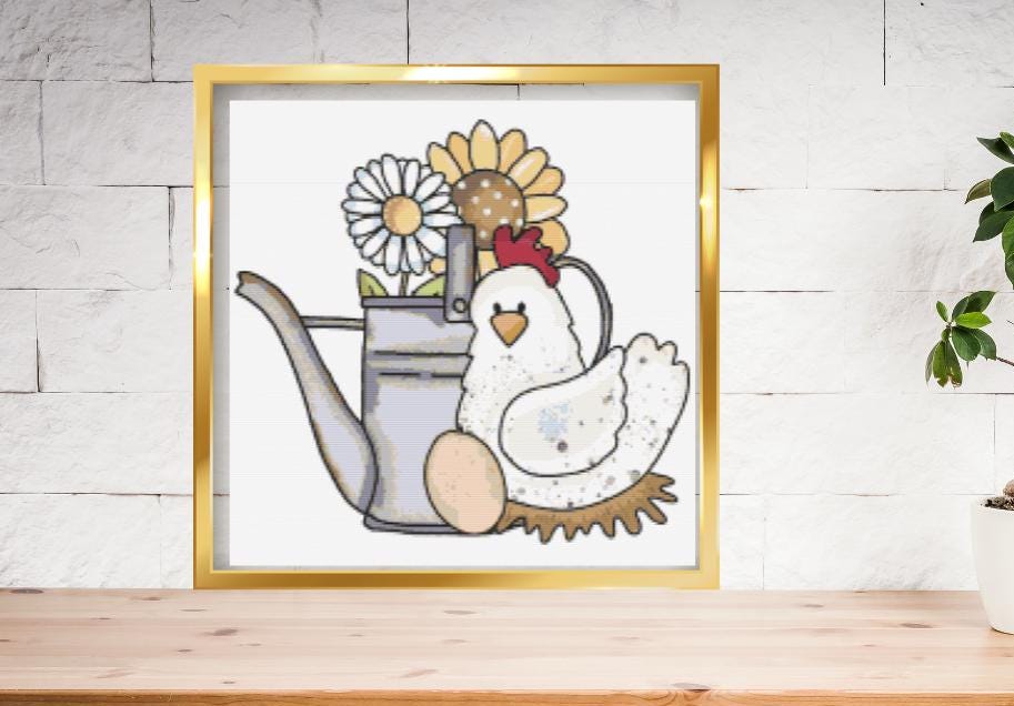 Chicken and Eggs cross stitch pattern