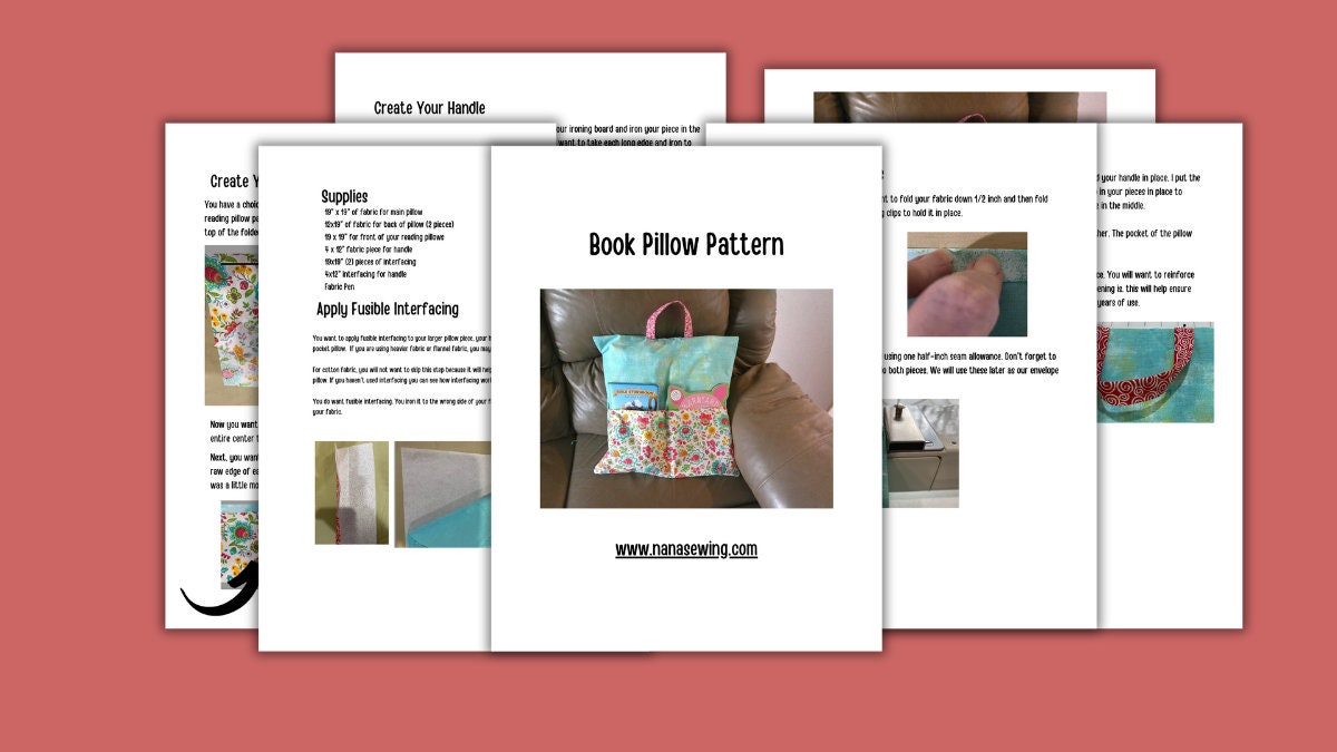 Book Pillow Pattern Reading Pillow