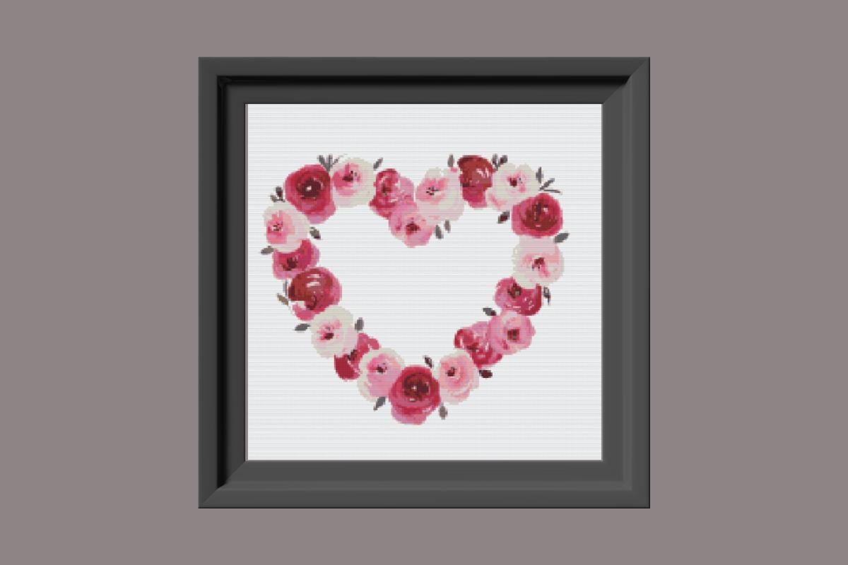 Rose Heart Valentine Cross stitch pattern