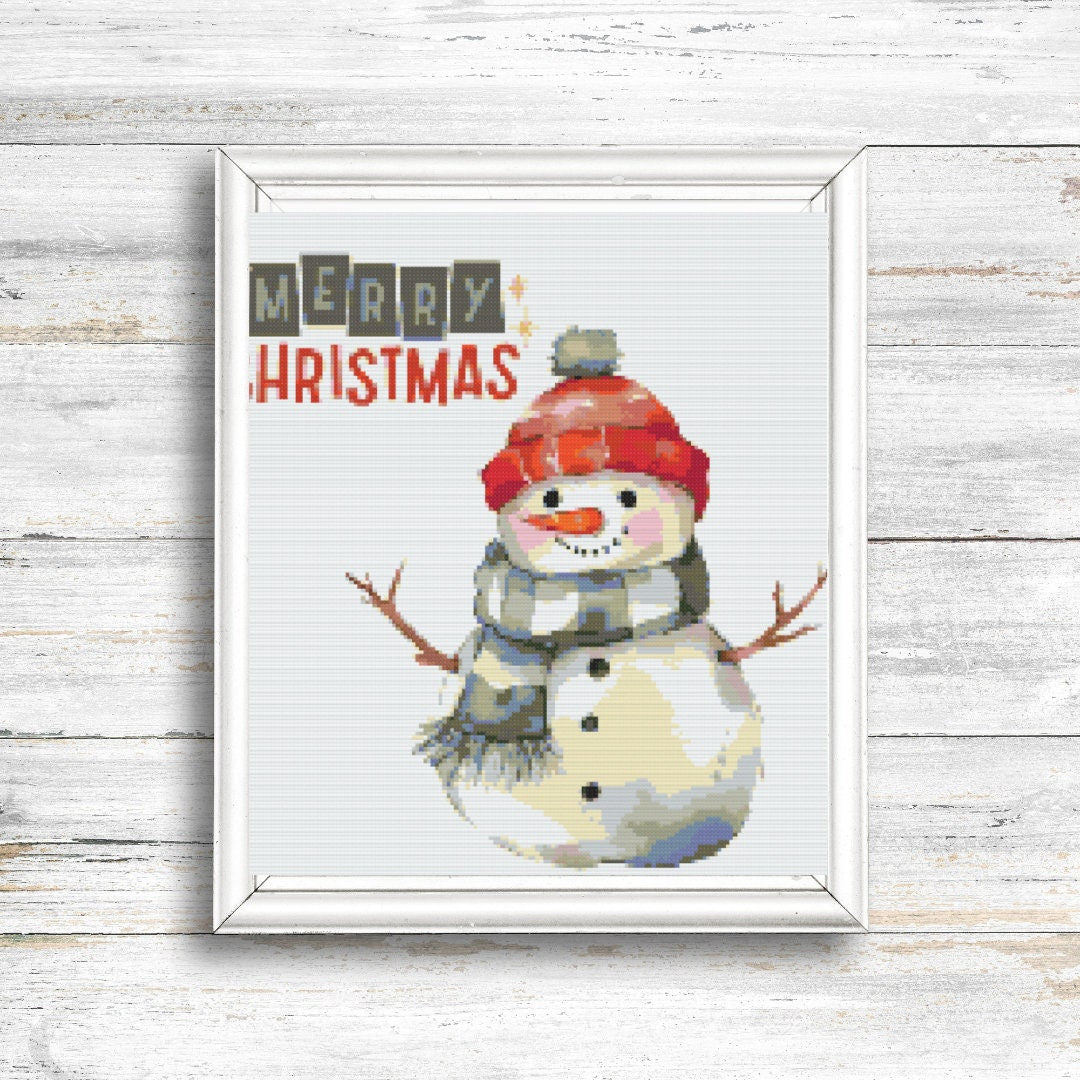 Snowman cross stitch pattern