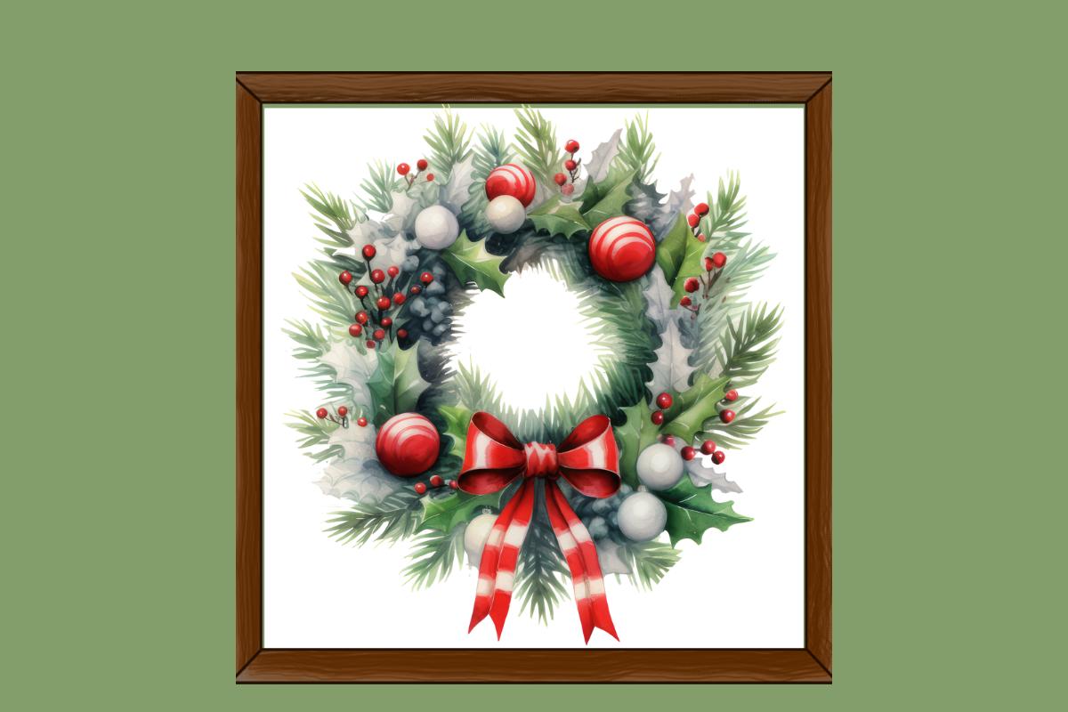 Christmas Wreath cross stitch pattern red Wreath
