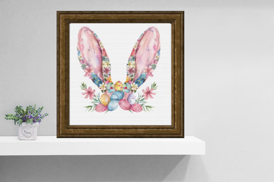 Bunny Ears Floral  Cross stitch pattern