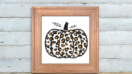 Leopard Pumpkin cross stitch pattern