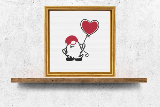 Gnome with balloon Cross stitch pattern