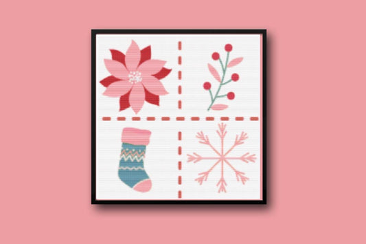Christmas Poinsettia Sampler Cross stitch pattern