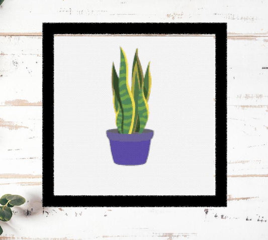 Snake plant cross stitch pattern