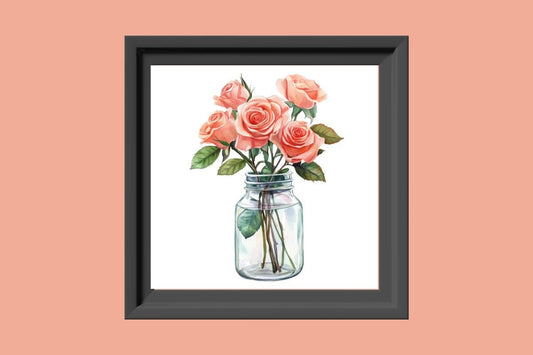Rose in a mason jar Cross stitch pattern