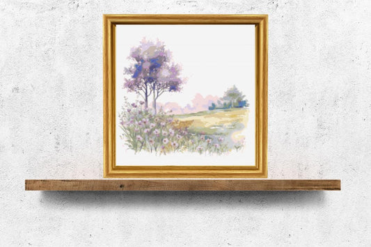 Purple Tree cross stitch pattern