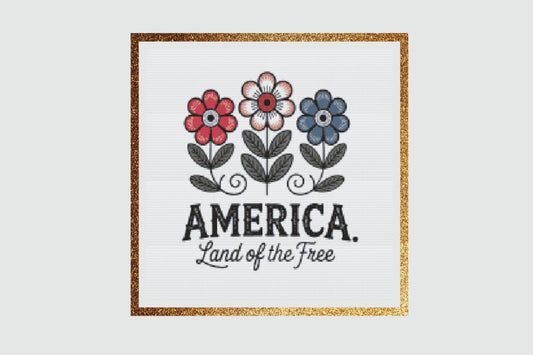 America flowers cross stitch pattern