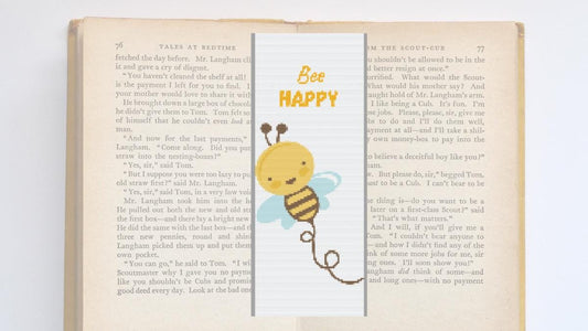 Bee cross Stitch bookmark, Bee Bookmark