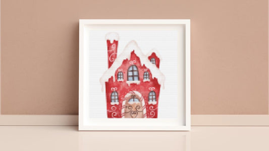 Red Gingerbread House cross stitch pattern