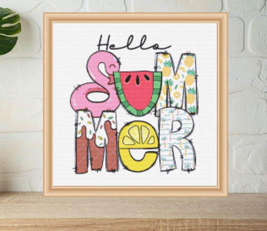 Hello Summer cross stitch pattern