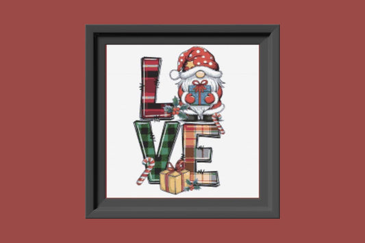 Christmas Love Gnome Cross stitch pattern