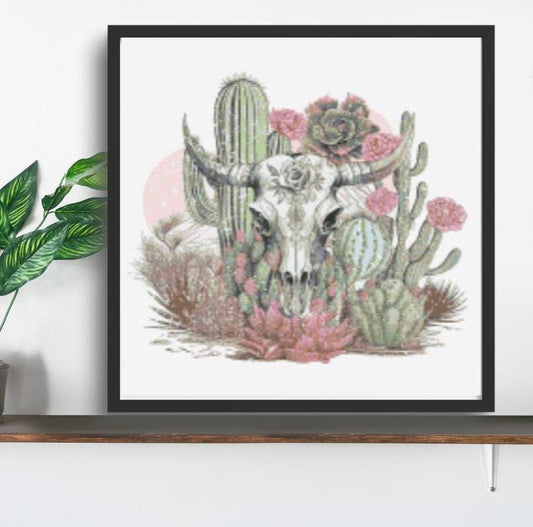Skull in Desert cross stitch pattern