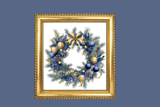 Christmas Blue wreath cross stitch pattern